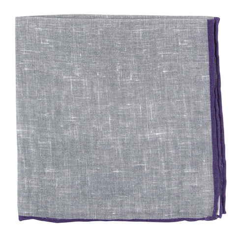 Fiori Di Lusso Gray Linen Pocket Square