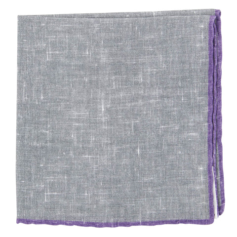 Fiori Di Lusso Gray Linen Pocket Square