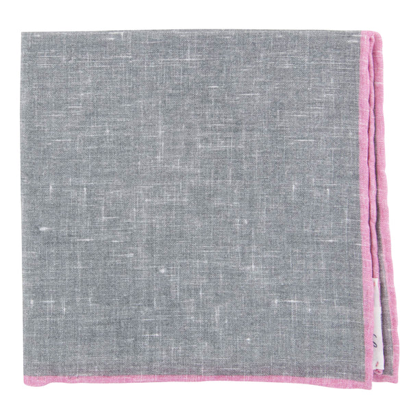 Fiori Di Lusso Gray Solid Linen Pocket Square - 12 3/8" x 12 3/8" (789)