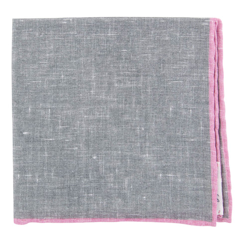 Fiori Di Lusso Gray Linen Pocket Square