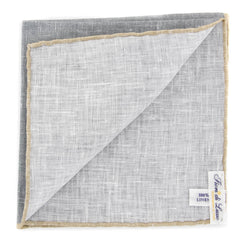 Fiori Di Lusso Gray Solid Linen Pocket Square - 12 3/8" x 12 3/8" (804)