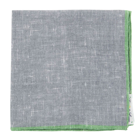 Fiori Di Lusso Gray Linen Pocket Square