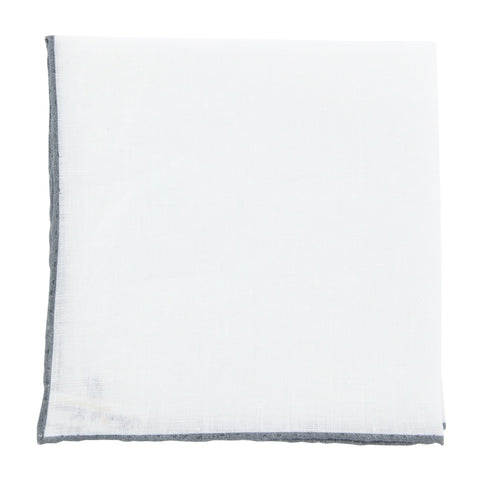 Fiori Di Lusso White Linen Pocket Square