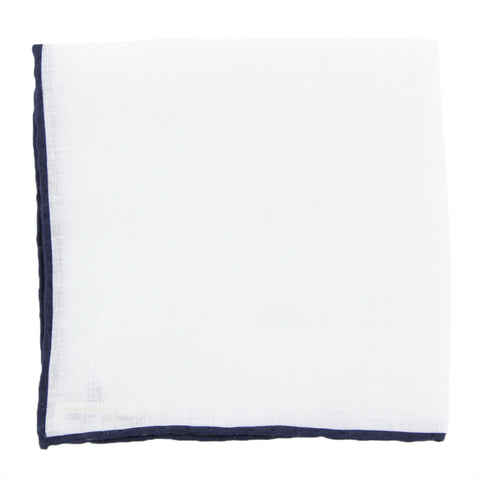 Fiori Di Lusso White Linen Pocket Square