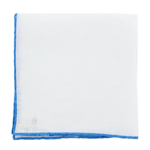 Fiori Di Lusso White Linen Pocket Square