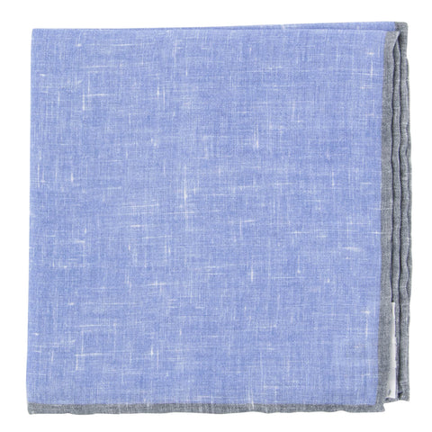 Fiori Di Lusso Blue Linen Pocket Square