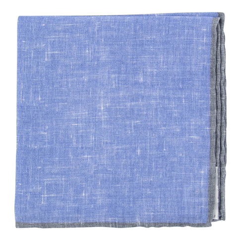 Fiori Di Lusso Blue Linen Pocket Square