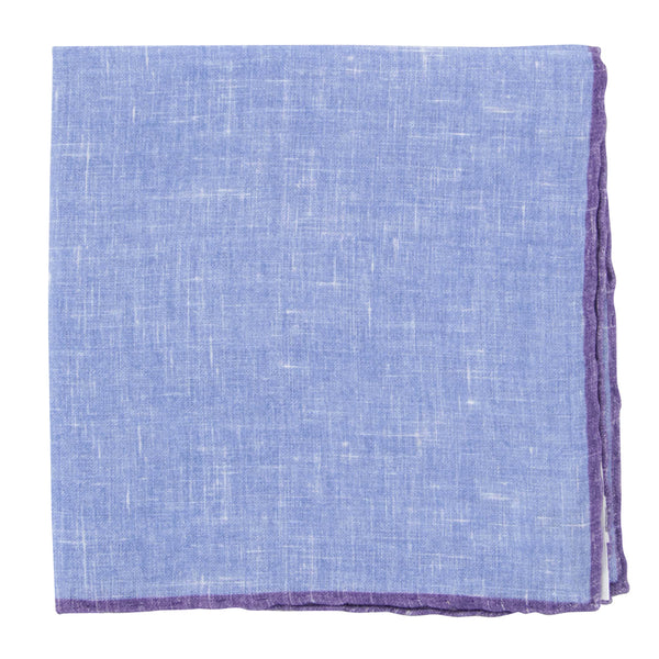 Fiori Di Lusso Blue Solid Linen Pocket Square - 12 3/8" x 12 3/8" (820)