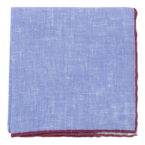 Fiori Di Lusso Blue Solid Linen Pocket Square - 12 3/8" x 12 3/8" (822)