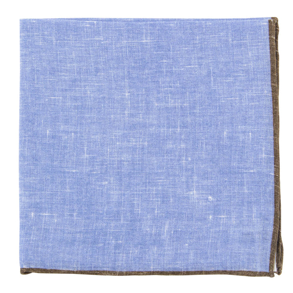 Fiori Di Lusso Blue Solid Linen Pocket Square - 12 3/8" x 12 3/8" (807)