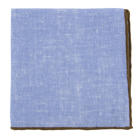 Fiori Di Lusso Blue Linen Pocket Square