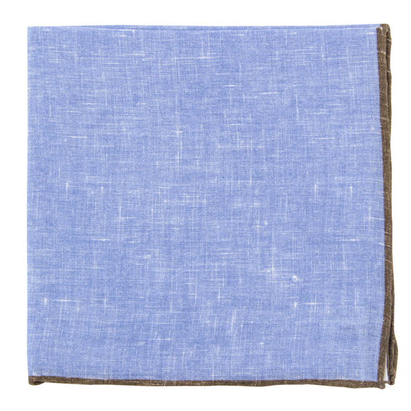 Fiori Di Lusso Blue Solid Linen Pocket Square - 12 3/8" x 12 3/8" (808)