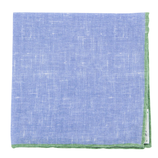 Fiori Di Lusso Blue Solid Linen Pocket Square (810)