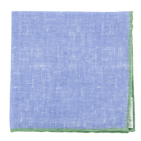 Fiori Di Lusso Blue Linen Pocket Square