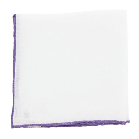 Fiori Di Lusso White Linen Pocket Square