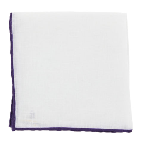 Fiori Di Lusso White Linen Pocket Square