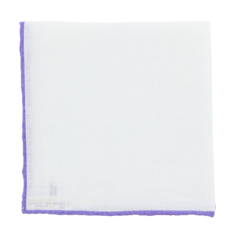 Fiori Di Lusso White Linen Pocket Square