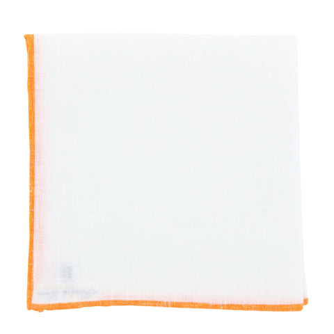 Fiori Di Lusso White Linen Pocket Square