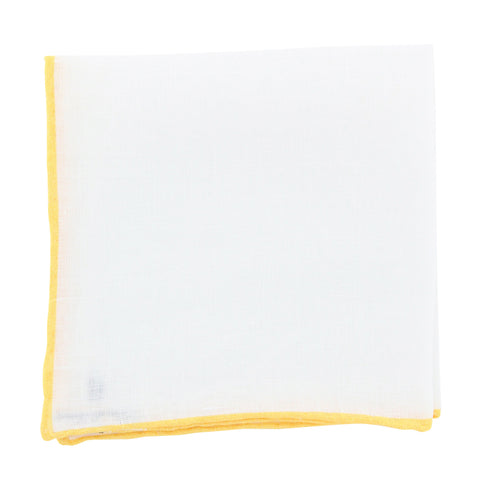 Fiori Di Lusso White Linen Pocket Square