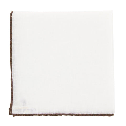 Fiori Di Lusso White Linen Pocket Square