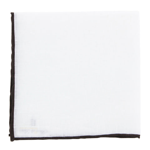 Fiori Di Lusso White Linen Pocket Square