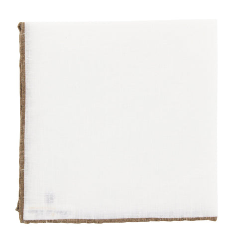 Fiori Di Lusso White Linen Pocket Square