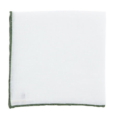 Fiori Di Lusso White Linen Pocket Square