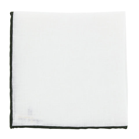 Fiori Di Lusso White Linen Pocket Square