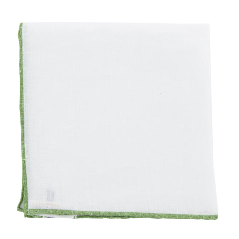 Fiori Di Lusso White Linen Pocket Square