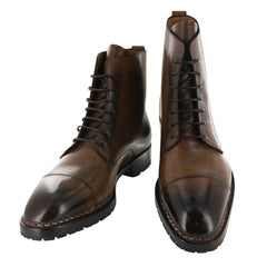 Fiori Di Lusso Brown Leather Cap Toe Boots - 8 E/7 G - (529)