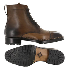 Fiori Di Lusso Brown Leather Cap Toe Boots - (529) - Parent