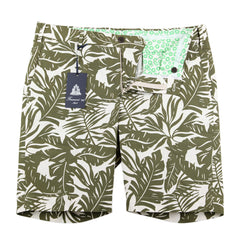 Finamore Napoli Olive Green Palm Leaf Bermuda Shorts - Slim - 32/48 - (ED)