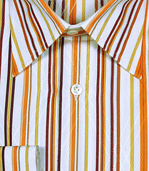 Finamore Napoli Orange Striped Cotton Shirt - Slim - (FN412) - Parent
