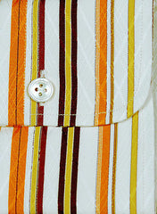 Finamore Napoli Orange Striped Cotton Shirt - Slim - (FN412) - Parent