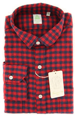 Finamore Napoli Red Check Flannel Shirt - Extra Slim - 16/41 -(FNCATA440921120S)