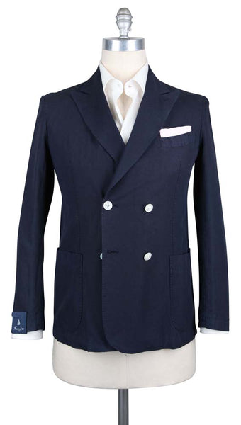 Finamore Napoli Navy Blue Cotton Solid Sportcoat - (FNOOCOX1) - Parent
