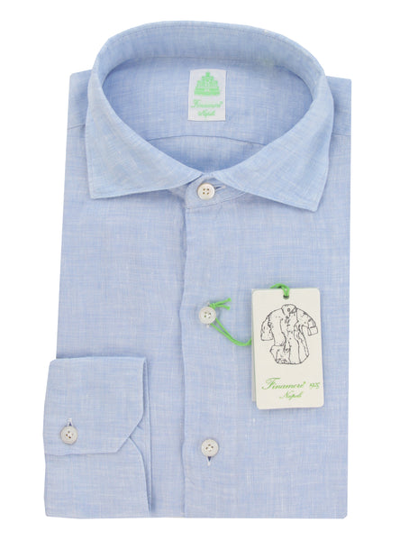 Finamore Napoli Light Blue Linen Shirt - Extra Slim - (FN1302411) - Parent