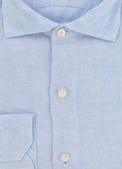 $400 Finamore Napoli Light Blue Linen Shirt - Extra Slim - (FN1302411) - Parent
