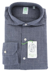 Finamore Napoli Gray Plaid Flannel Shirt - Extra Slim - 15.75/40 - (OT)