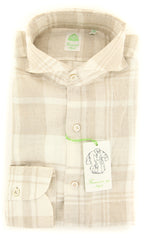 Finamore Napoli Beige Plaid Shirt - Extra Slim - 14.5/37 - (2018022841)