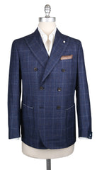 Finamore Napoli Dark Blue Window Pane Sportcoat - 38/48 - (FN117171)