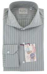 Finamore Napoli Blue Striped Cotton Shirt - Extra Slim - 15.75/40 - (PT)