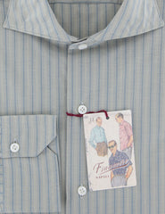 Finamore Napoli Blue Striped Cotton Shirt - Extra Slim - (PT) - Parent