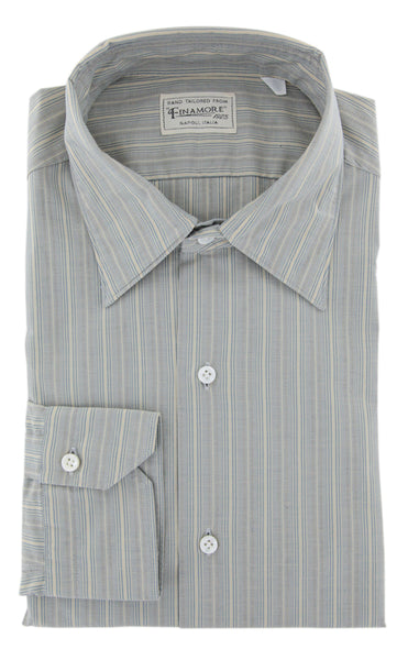 Finamore Napoli Blue Striped Cotton Shirt - Extra Slim - (PU) - Parent