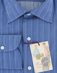 Finamore Napoli Blue Striped Cotton Shirt - Extra Slim - (X7) - Parent