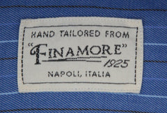 Finamore Napoli Blue Striped Cotton Shirt - Extra Slim - (X7) - Parent