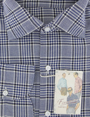 Finamore Napoli Dark Blue Plaid Flannel Shirt - Extra Slim - (Y4) - Parent