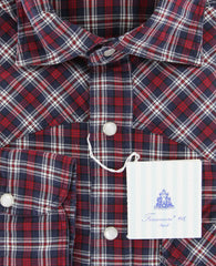 Finamore Napoli Red Plaid Shirt - Slim - (LEN1174LUPZ) - Parent