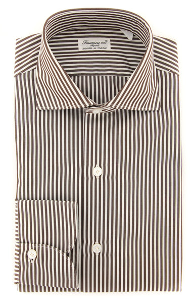 Finamore Napoli Brown Striped Shirt - Extra Slim - (2018022320) - Parent