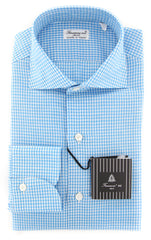 Finamore Napoli Turquoise Check Shirt - Extra Slim-14.5/37-(2018022316)